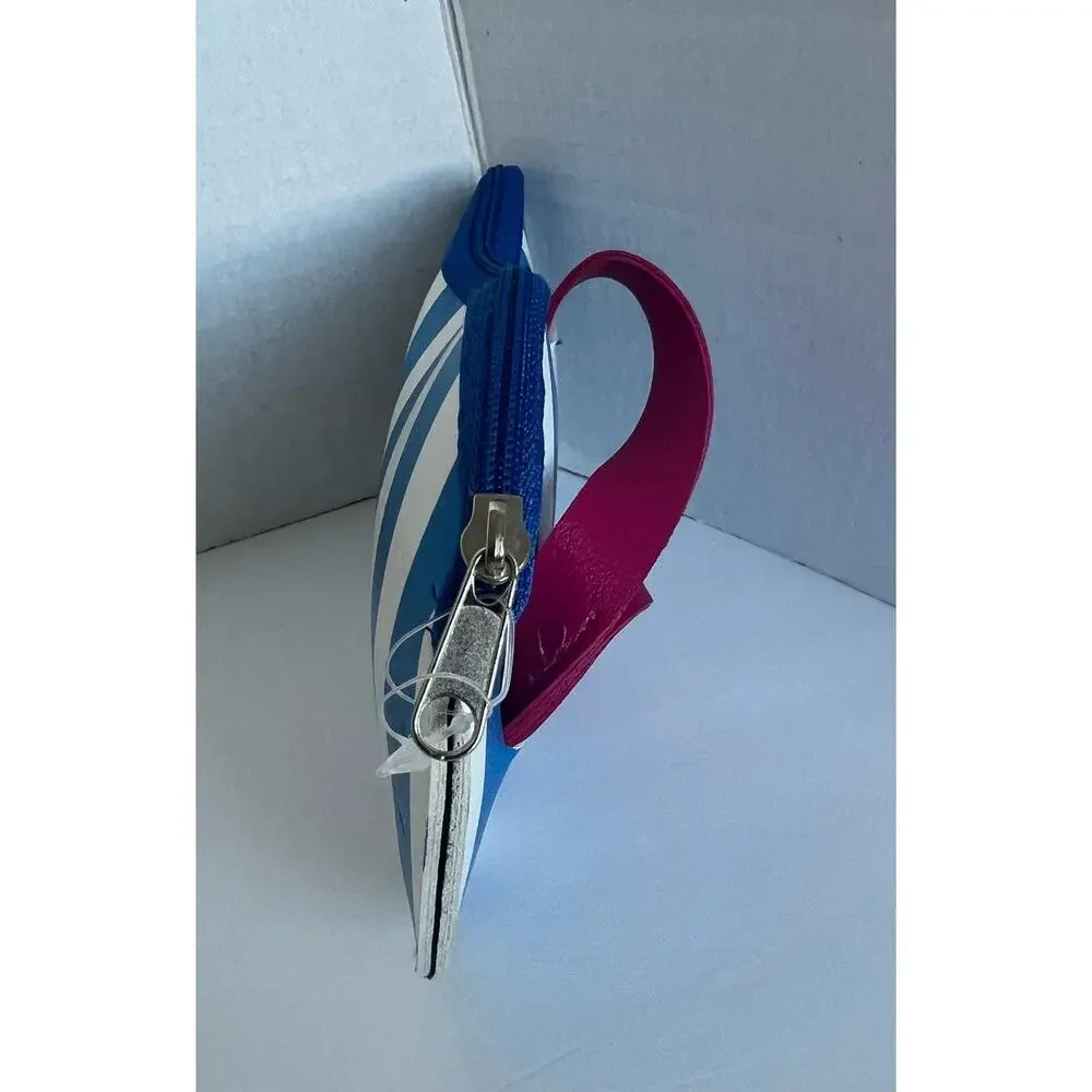 NEW Betsey Johnson Blue White Stripe  FlipFlop Sunglasses Cosmetic Wallet‎